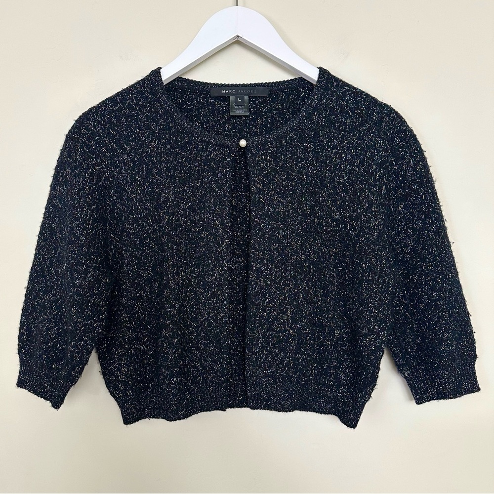 Marc Jacobs Cropped 3/4 Sleeve Wool Blend Multi-Colored Cardigan Shrug